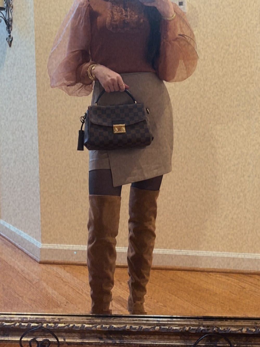 Aritzia Brown Leather Skirt